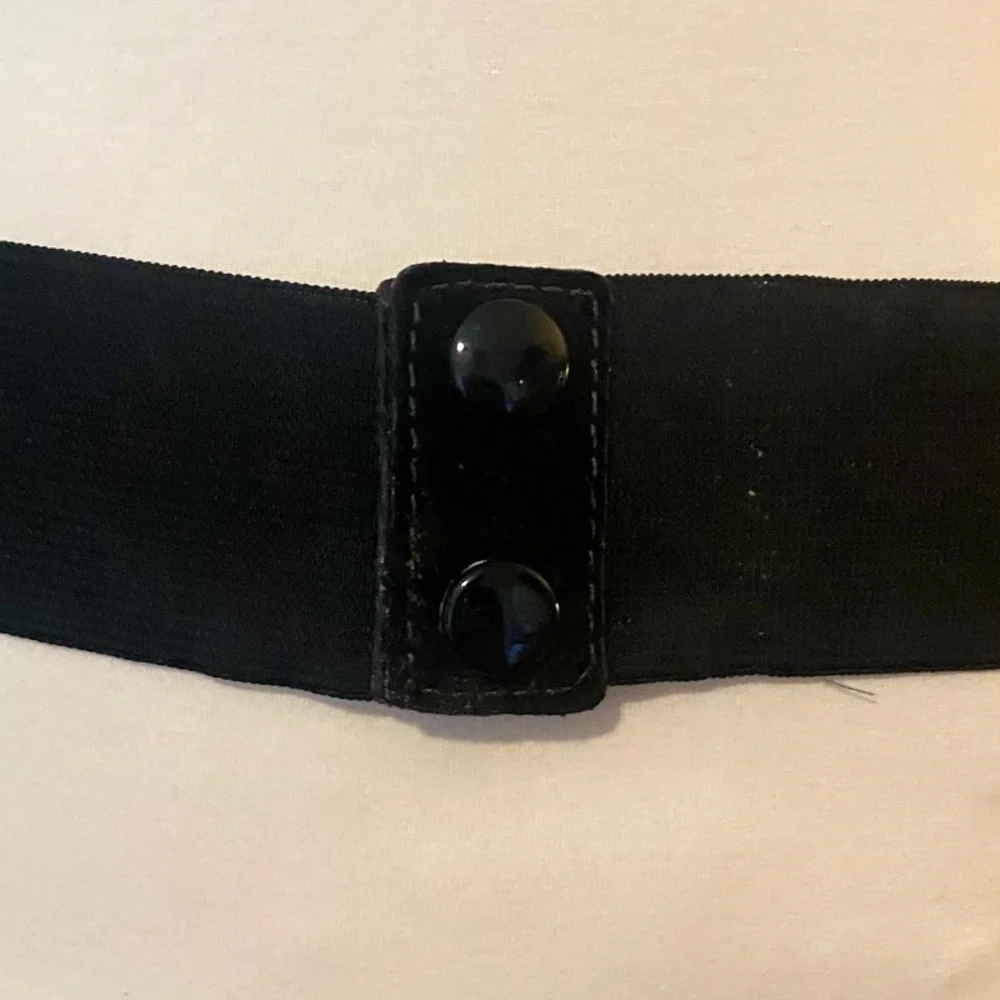 Vintage 90s Black Leather & Suede Studded Belt - Picture 3 of 5